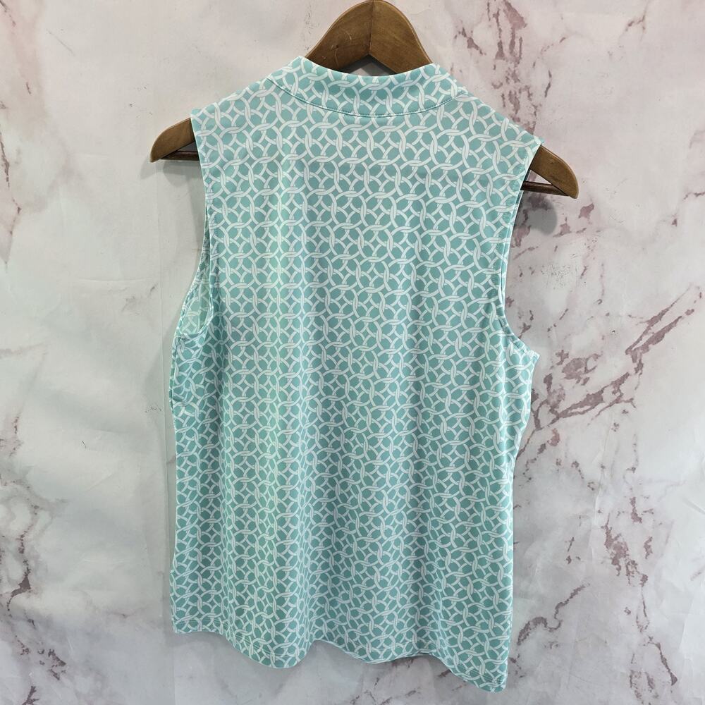 Tommy Bahama Tank Top Womens Large Blue Active White Pattern Shirt Zip - Picture 6 of 11